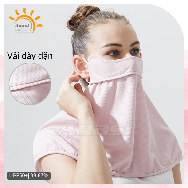 Khẩu trang chống tia UV - VẢI DÀY - Anasi D58 che kín cổ vai gáy