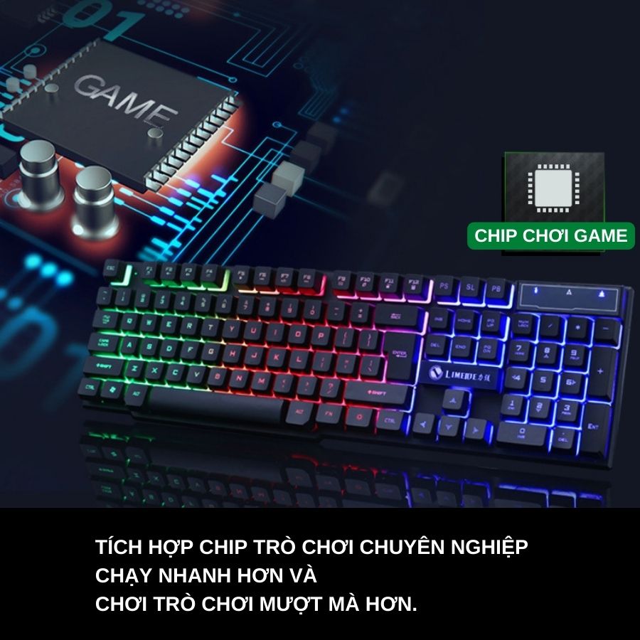 Combo bàn phím chuột  LIMEIDE GTX300 - Bộ bàn phím giả cơ và chuột gaming, đèn led cầu vồng siêu ấn tượng - Hàng nhập khẩu