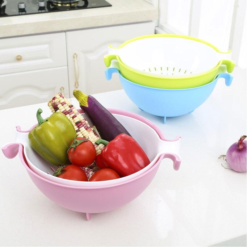 Strainer Double Layer Drainer With Handle Kitchen Tools Food Grade PP Colander Fruit Vegetable Washing Basket Strainer