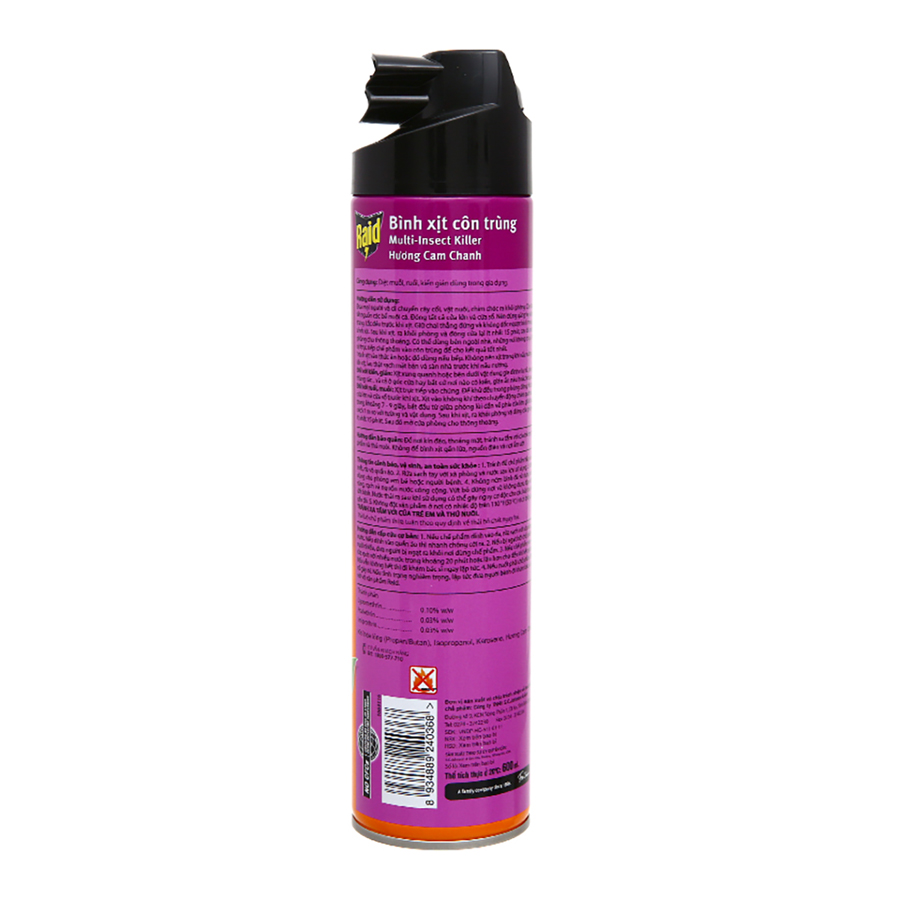 Bình xịt côn trùng RAID  Hương Cam Chanh 600ml