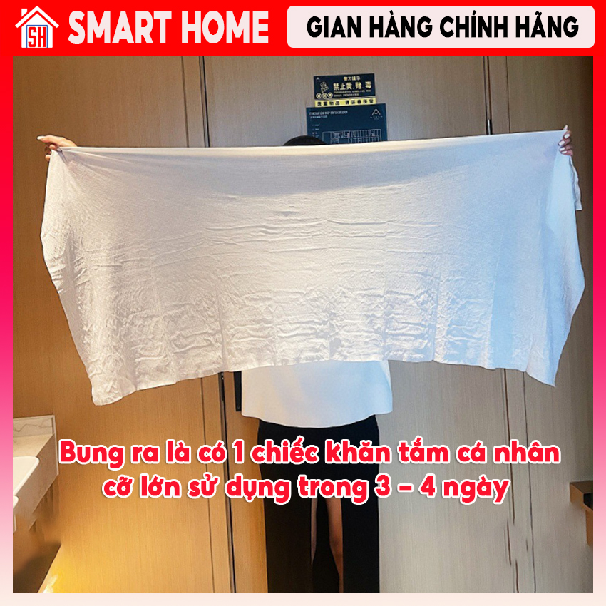 Khăn Tắm Nén Du Lịch 70 x 140cm Dạng Viên Nén Làm Từ Cotton Tự Nhiên, Sử Dụng Nhiều Lần