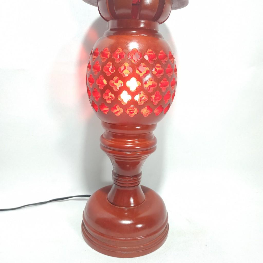 BỘ ĐÈN THỜ PHONG THỦY GỖ HƯƠNG CHUẨN 100% CAO 36CM