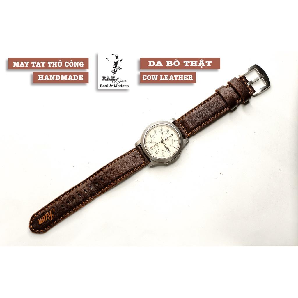Dây đồng hồ da bò màu cà phê - RAM Leather