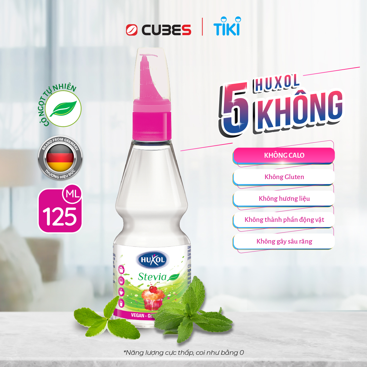 Combo Đường Ăn Kiêng Sweetener Huxol - 1xCỏ Ngọt Stevia 125ml-2xOriginal 200ml - Nhập khẩu từ Đức - Dành cho người tiểu đường, giảm cân, cao huyết áp