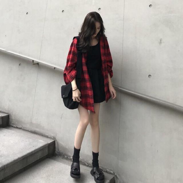 Áo Khoác Sơ Mi Caro KẺ UNISEX NAM NỮ Dài Tay 2 màu