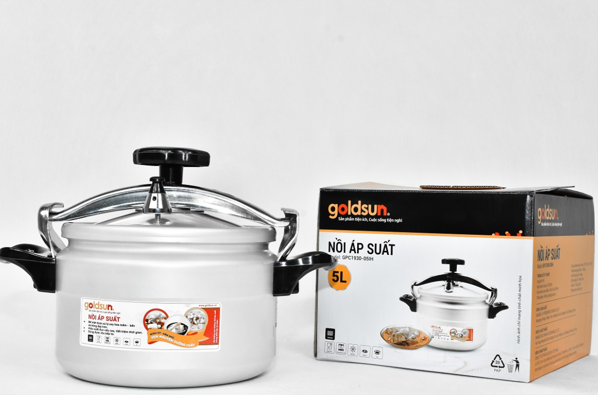Nồi Áp Suất Nhôm Đáy Từ Goldsun GPC1930-05IH Dung Tích 5 Lít Có Van An Toàn - Hàng Chính Hãng