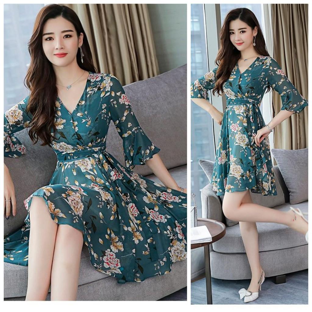 Đầm xòe cổ v dự tiệc BY4320A