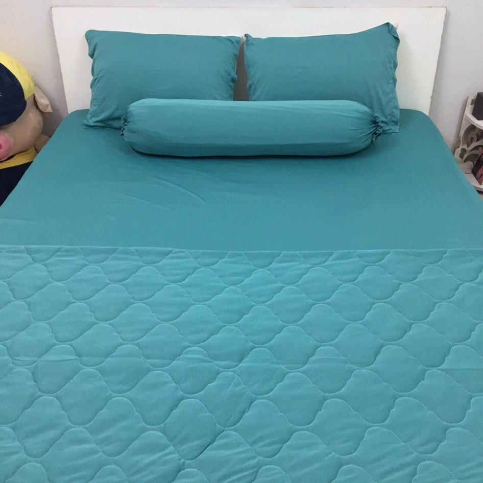 Bộ 4 Món Ga Gối Thun Mát Mềm Thun Lạnh Cao Cấp Thương hiệu LAN PHAM BEDDING - Xanh Lý