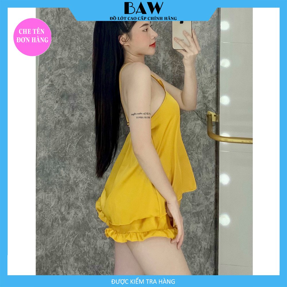 Đồ Ngủ Hai Dây Lụa Satin Sexy Quyến Rũ Thương Hiệu Baw, Chất Liệu Lụa Mát Mịn Nhẹ Nhàng Cực Kỳ Lôi Cuốn NT701