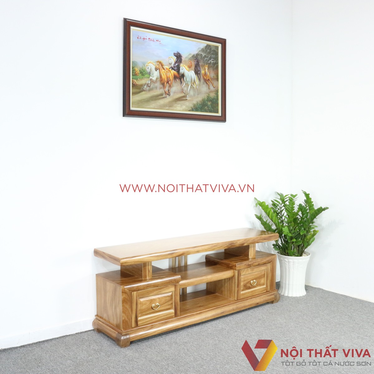 Kệ Tivi Gỗ Hương Xám 2 Hộc Kéo Bền Đẹp Giá Rẻ