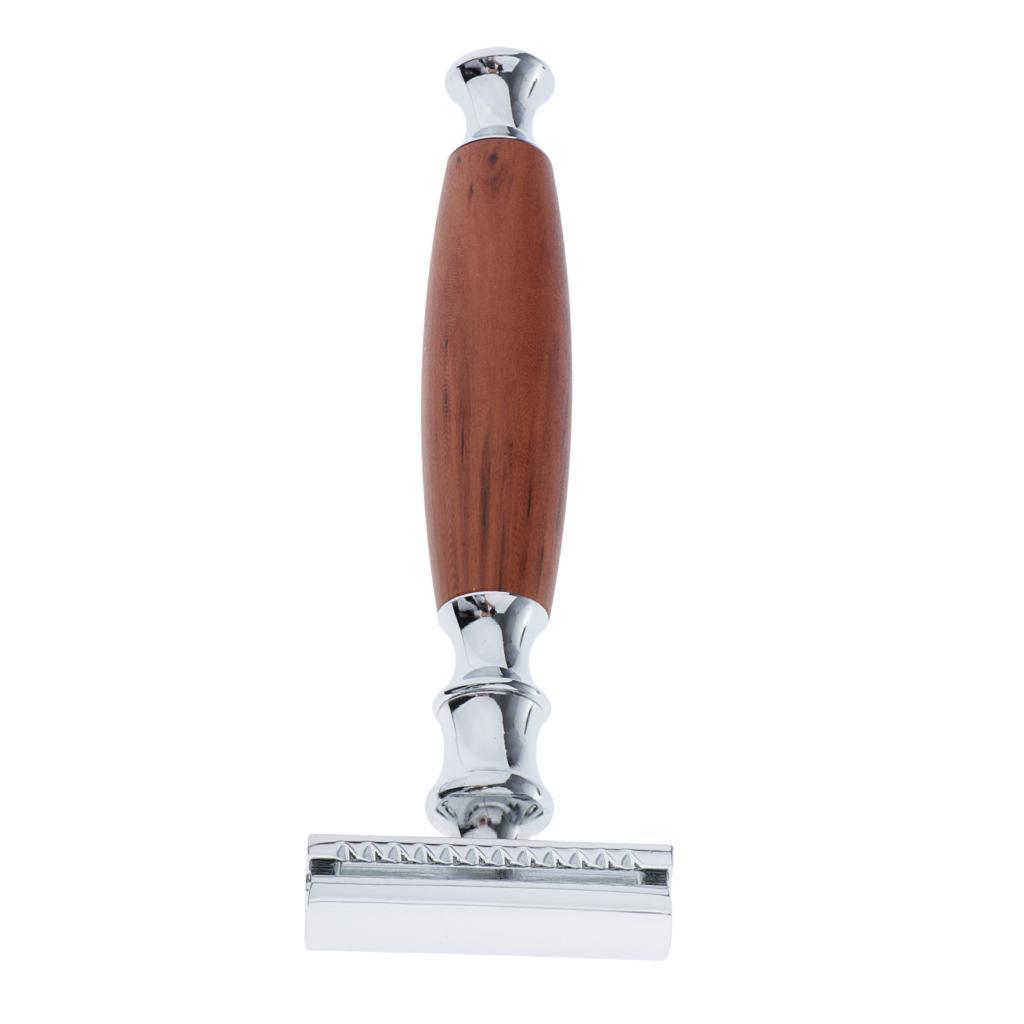 Wood Handle Double Edge  Shaving   Grooming Tool Brown