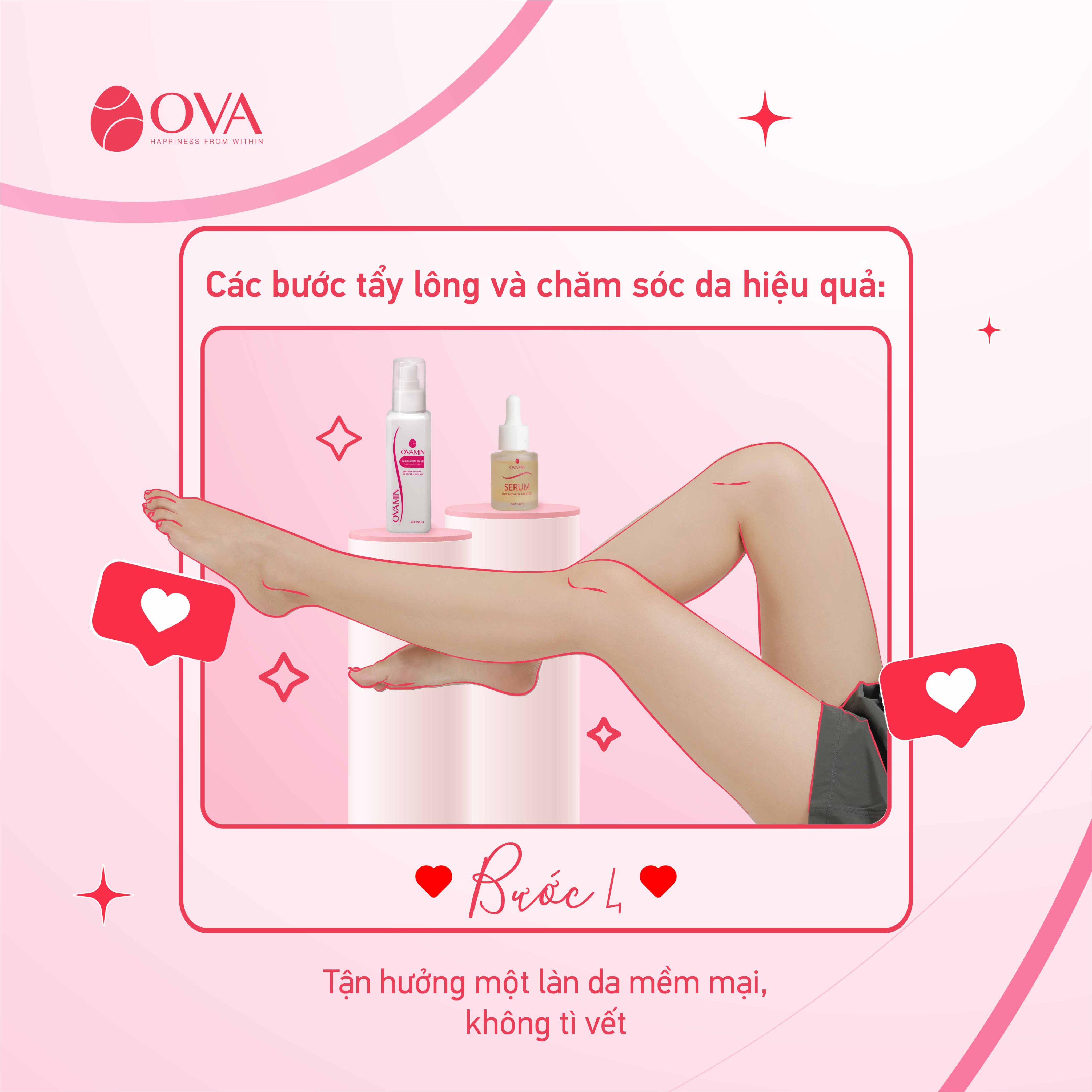 Kem tẩy lông Body OvaMin - triệt lông nách, chân, tay, bikini, vùng kín, an toàn và không gây kích ứng da, 100ml