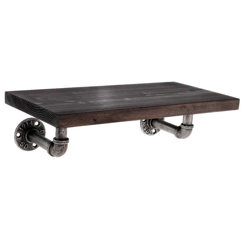 Industrial Pipe Bracket Heavy Duty Iron Wall Storage Shelf Rack Coffee
