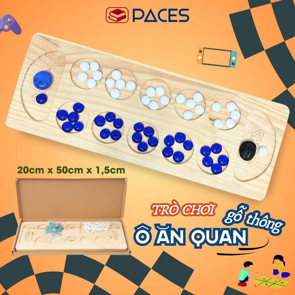 Bộ Ô Ăn Quan Gỗ Thông Trò Chơi Dân Gian Việt Nam, Ô Quan Gỗ Thông Tự Nhiên Cao Cấp - SKIDS