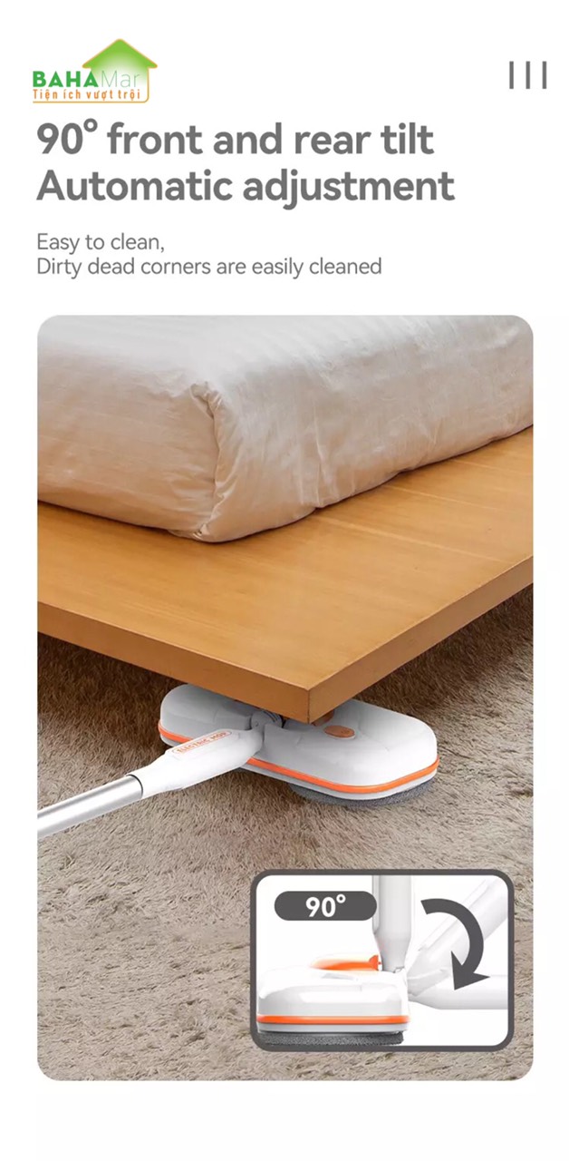 BỘ CÂY LAU NHÀ ĐIỆN KHÔNG DÂY CÓ 2 BÁNH XOAY TỰ ĐỘNG PHUN NƯỚC 3 TRONG 1 "BAHAMAR" Phù hợp dùng: Phòng khách, phòng ngủ, văn phòng, nhà bếp