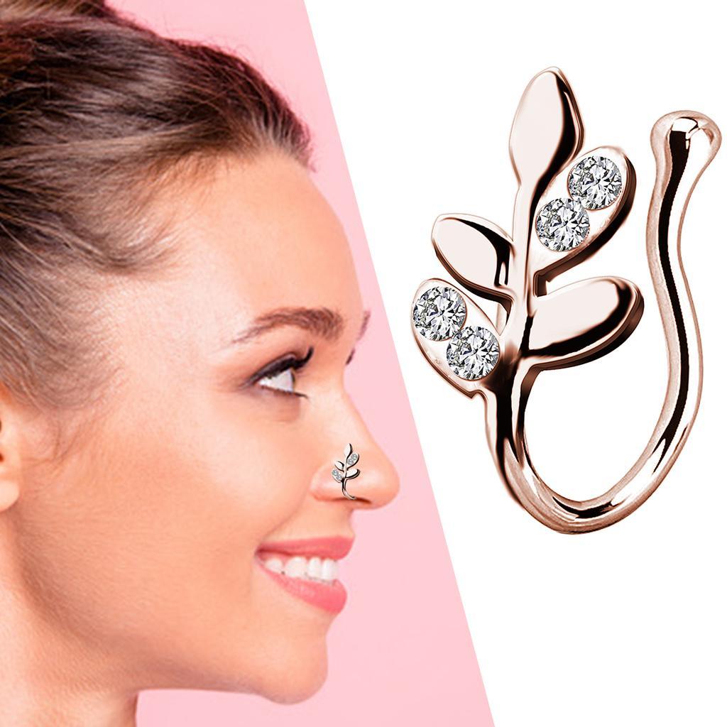 2x Fake Nose Rings 18G Body Piercing Jewelry Non Pierced Rose Gold Silver