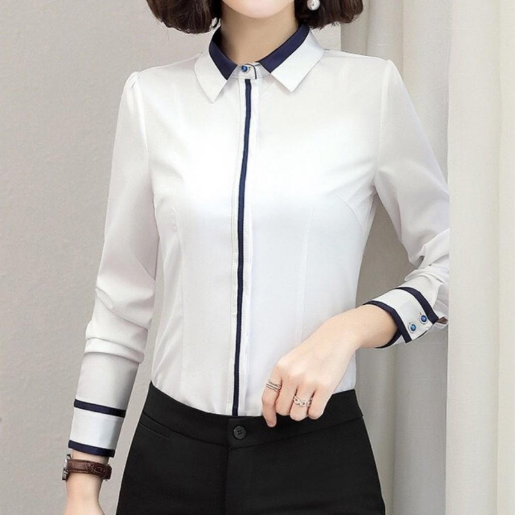 Áo Sơ Mi Nữ Dài Tay Viền Nẹp Hai Tay 02 Thiết Kế Duyên Dáng, Sang Trọng
