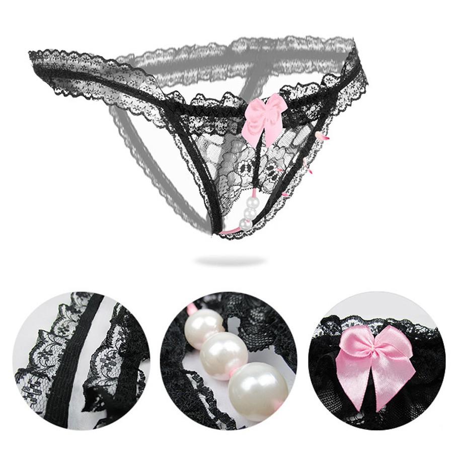 Quần lót nữ lọt khe đính hạt cườm sexy, nóng bỏng - Màu xanh biển