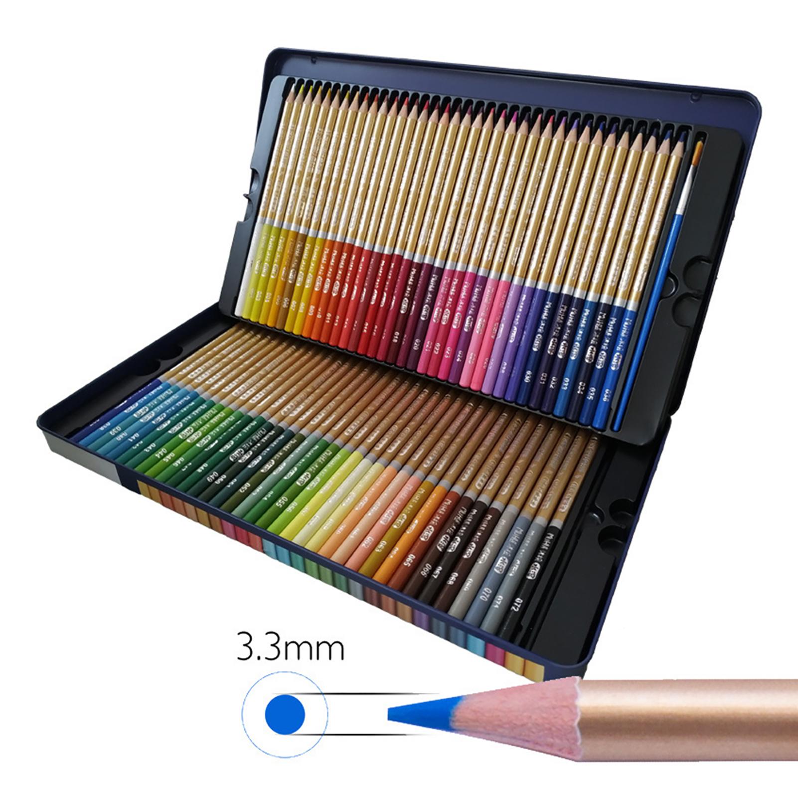 72 Colored Pencils Set Water-soluble Watercolor Pencils 3.3mm Thick Core Blendable Pencils with Brush Metal Storage Case