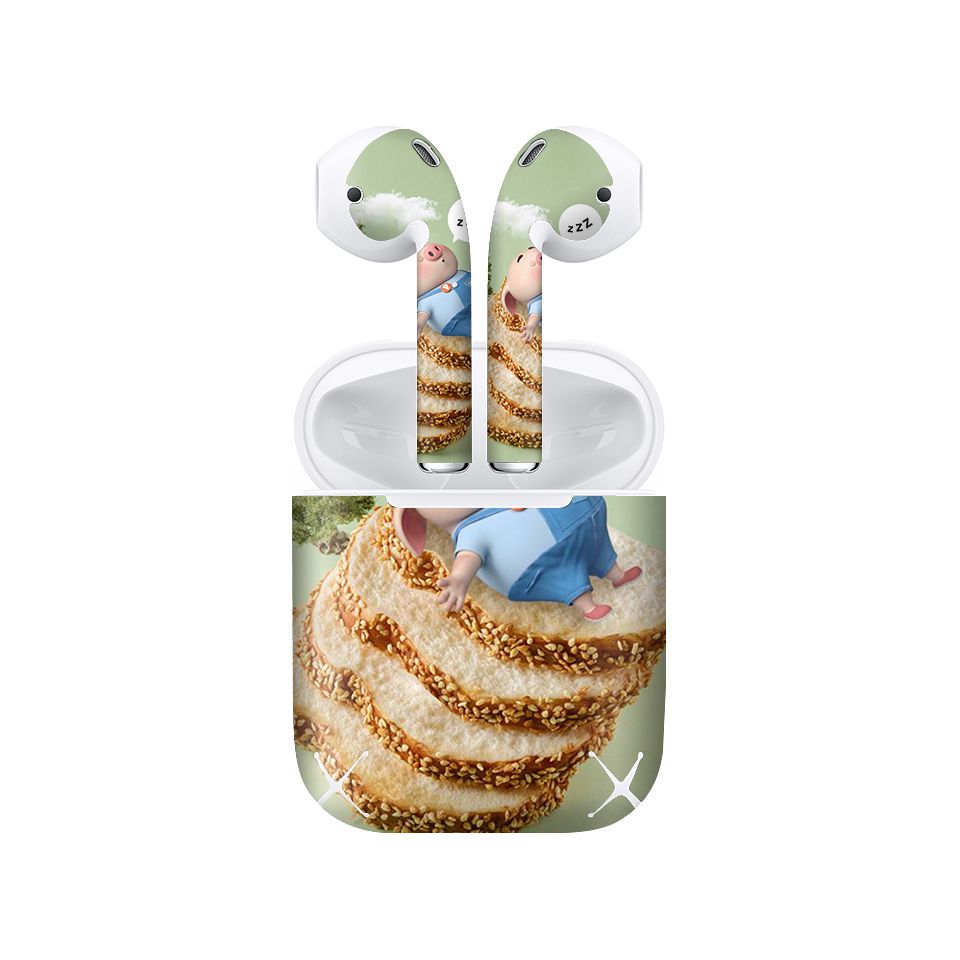 Miếng dán skin chống bẩn cho tai nghe AirPods in hình Heo con dễ thương - HEO2k19 - 172 (bản không dây 1 và 2