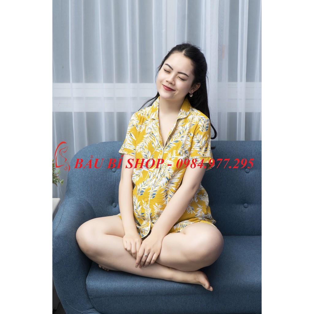 Bộ bầu pijama tơ đũi cộc lá