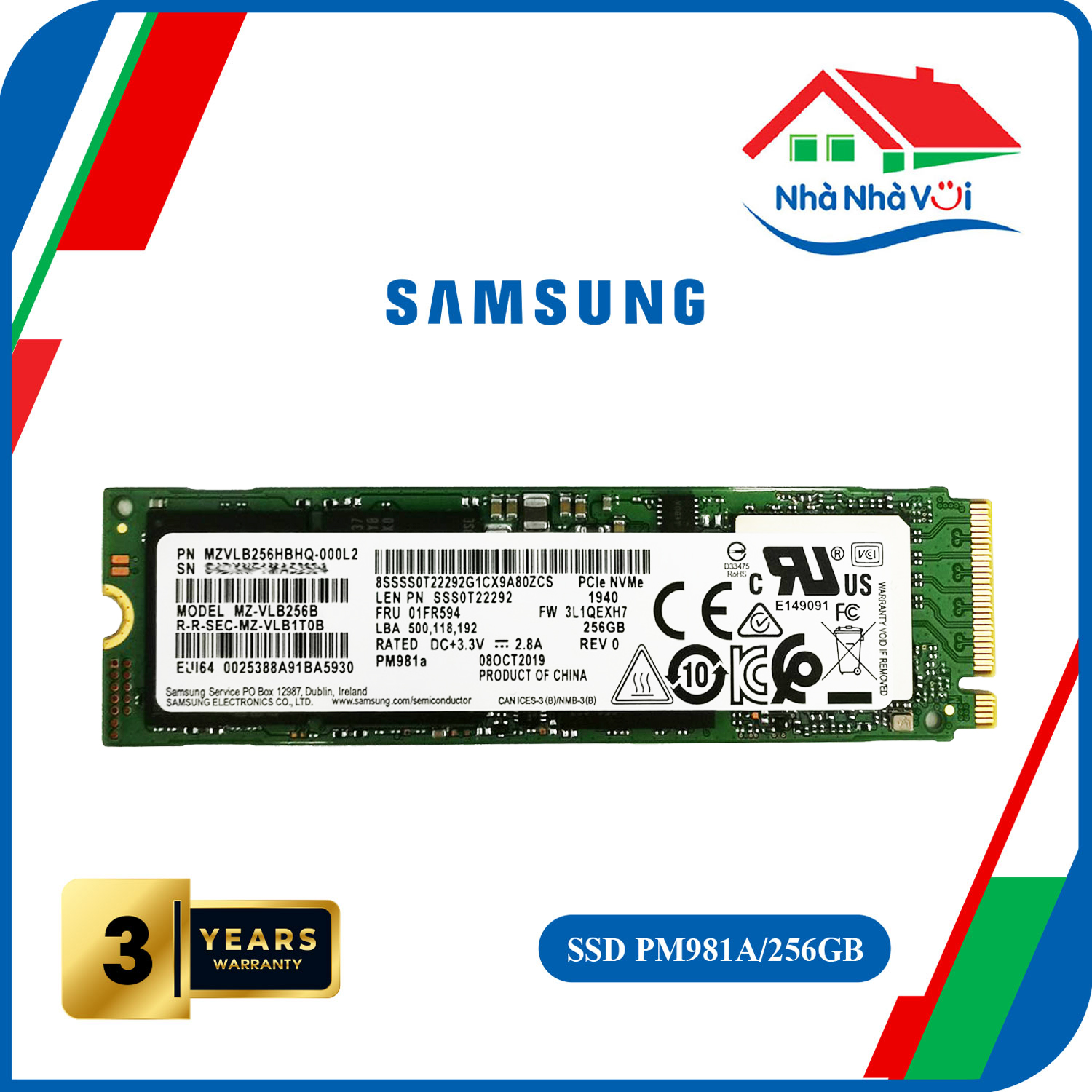 Ổ Cứng SSD Samsung PM981A M2 2280 PCIe Gen3 x4 NVMe - Hàng Nhập Khẩu