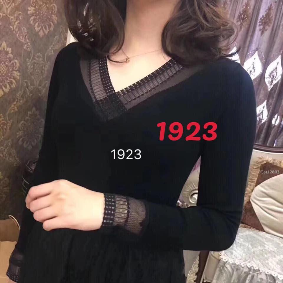 Áo giữ nhiệt nữ 1923 - Áo giữ nhiệt cổ ren V dài tay
