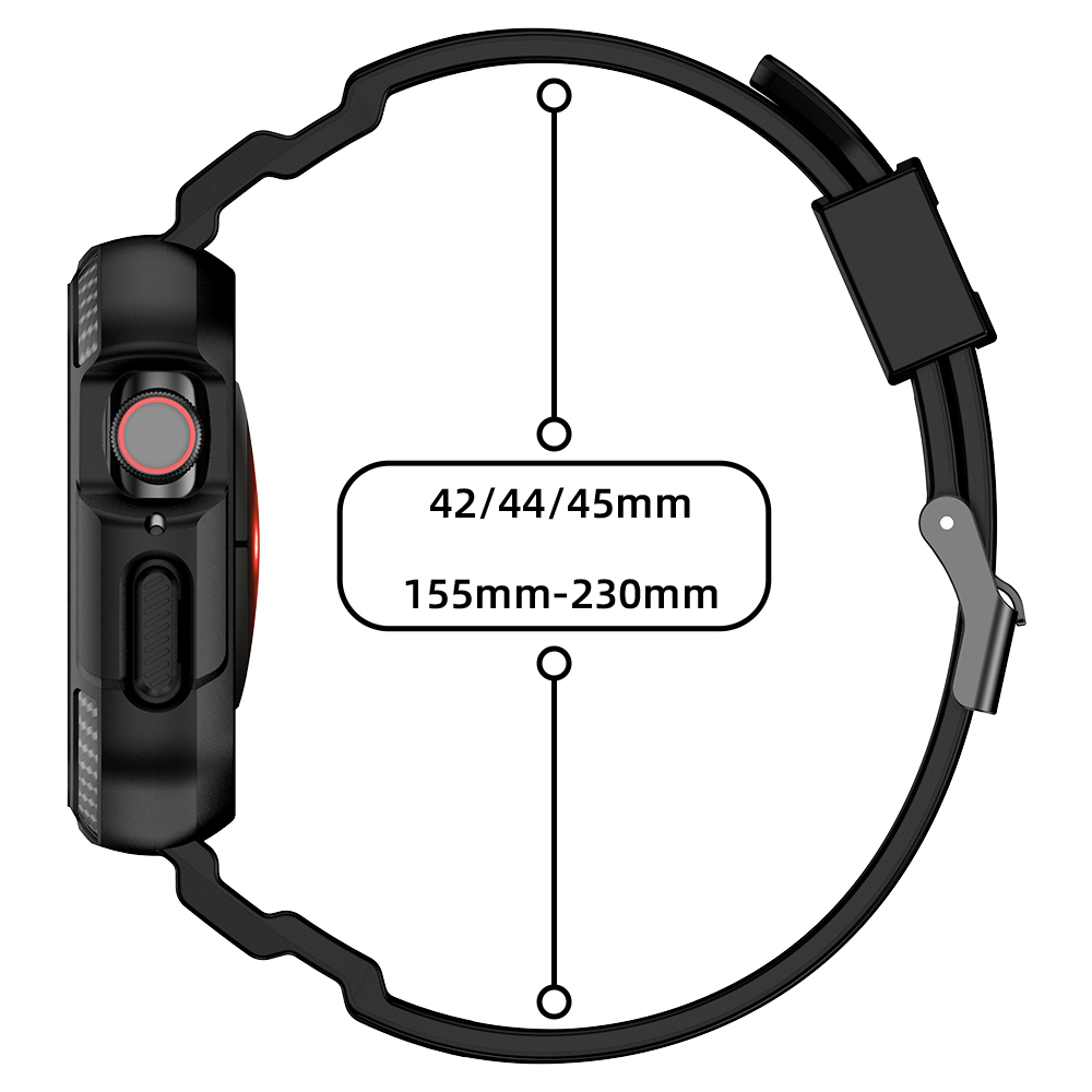 Ốp Case bảo vệ tích hợp dây đeo Vân Carbon cho Apple Watch Series 1/2/3/4/5/6/SE/7/8/9/SE2 Size 38/40/41mm &amp; 42/44/45mm - Hàng Chính Hãng