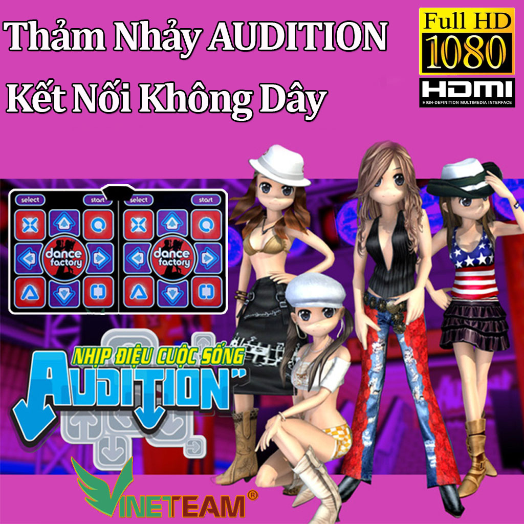 Thảm Nhảy Audition Kết nối Không Dây Tivi Tích Hợp 63 Game Kèm 2 Remote