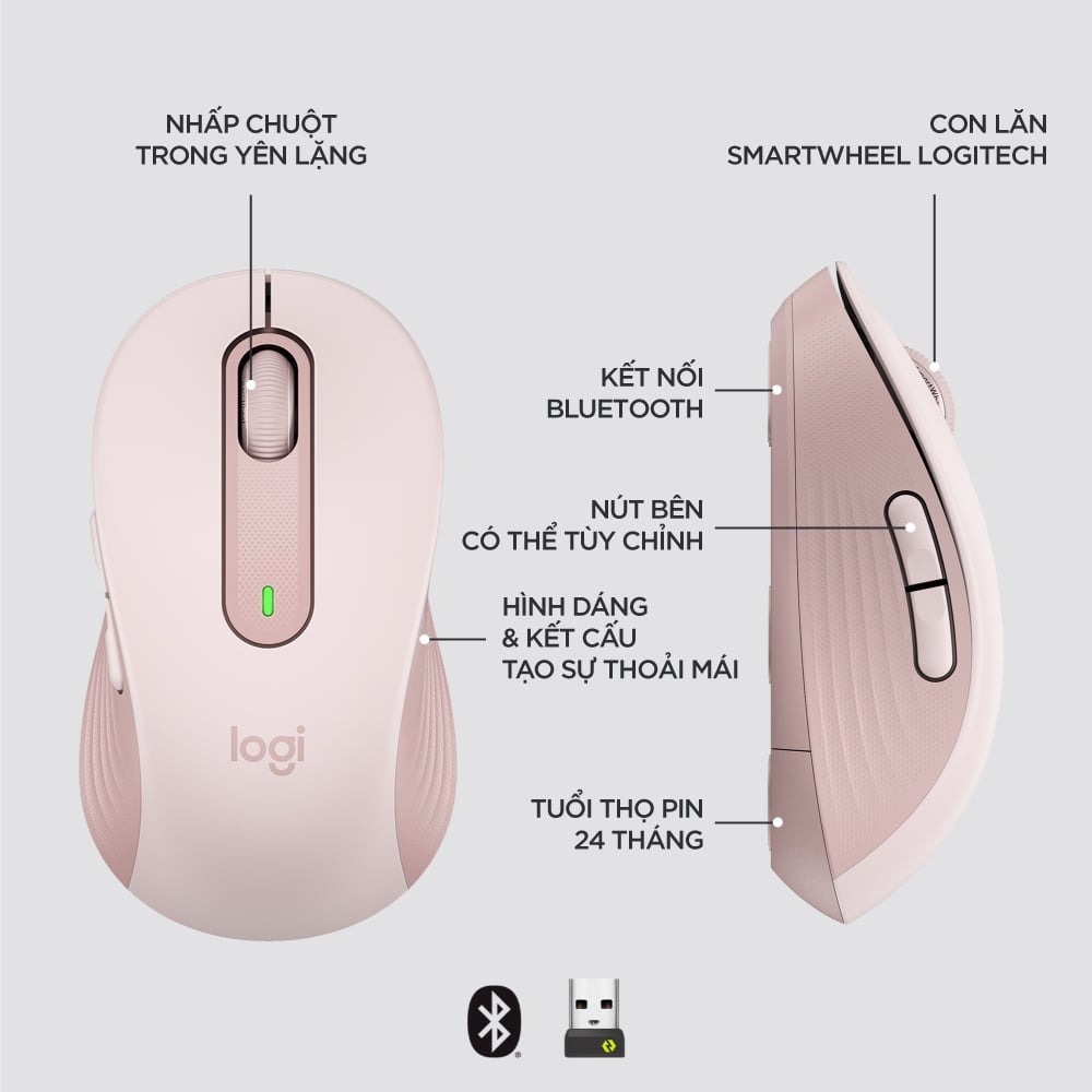 Chuột Máy Tính Không Dây Signature M650 Cao Cấp