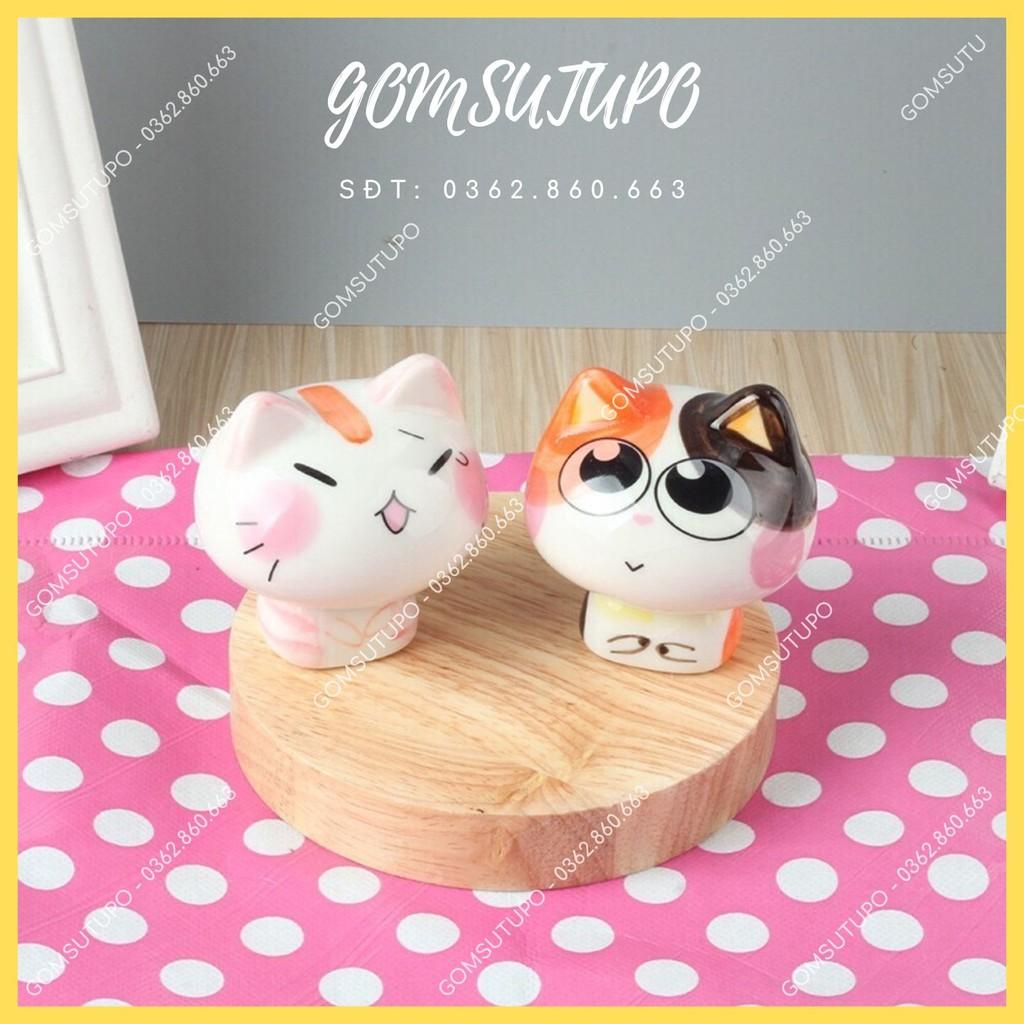 MÈO MAY MẮN GỐM SỨ - TRANG TRÍ BÀN HỌC, BÀN LÀM VIỆC - CAO 5cm x NGANG 6cm