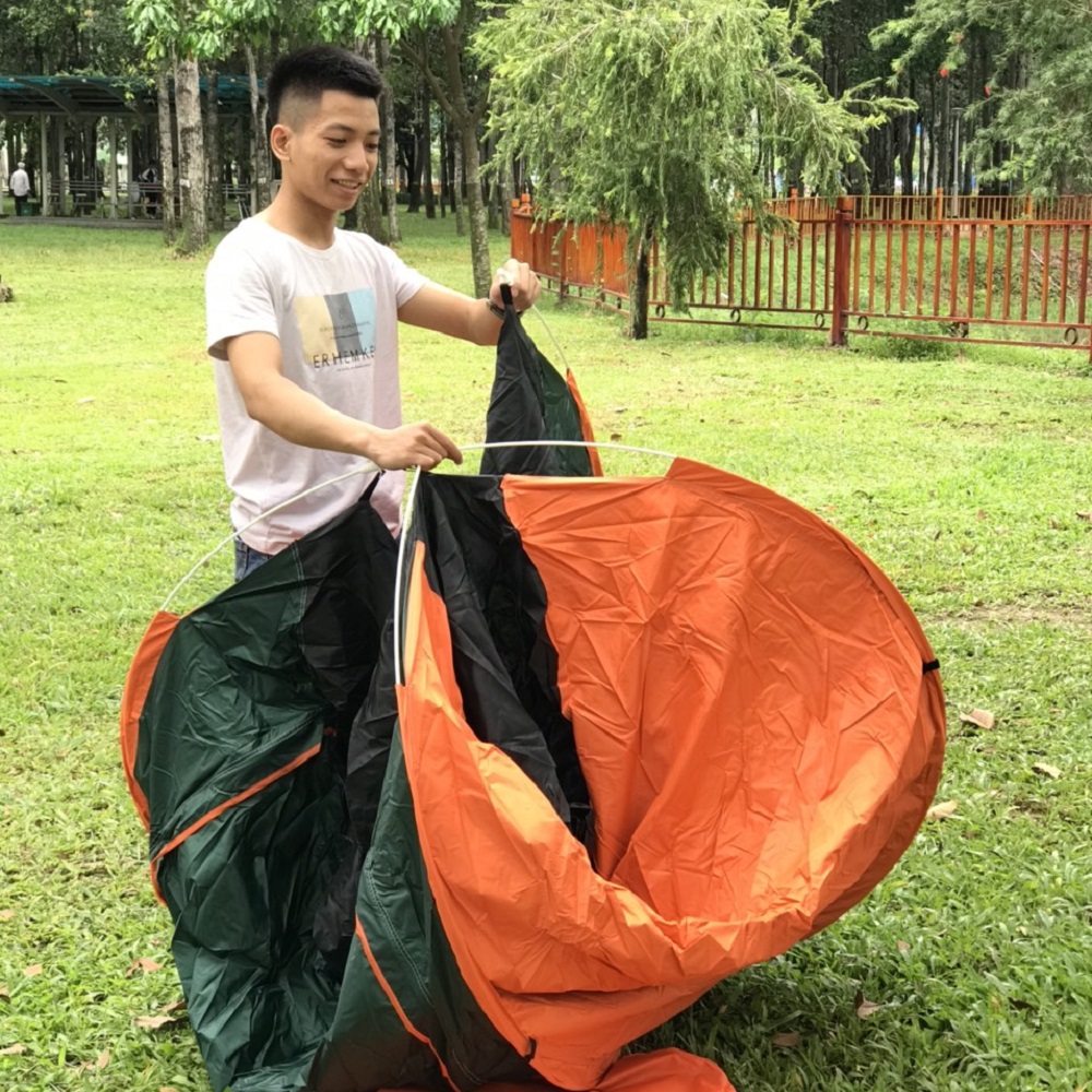 Lều cắm trại 4 người tự bung chống thấm kích thước 200 x 200 x 120cm nặng 1.7kg, liều cắm trại 2 cửa mini dùng để đi du lịch dã ngoại câu cá tiện lợi -