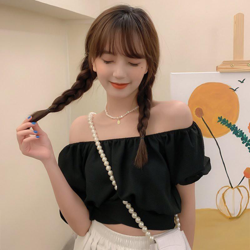 ÁO TIỂU THƯ NỮ TAY PHỒNG CỔ U ÁO CROPTOP HÀNG QUẢNG CHÂU PHONG CÁCH HÀN QUỐC