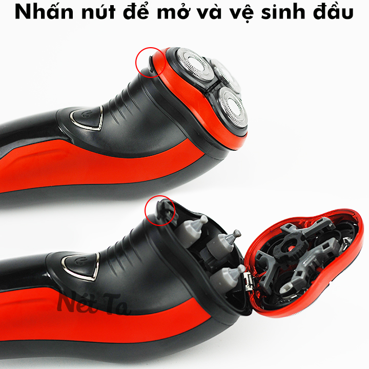 Máy cạo râu lưỡi nổi 3D chống thấm mước Kemei KM-9013 có đầu tông đơ phụ tiện lợi dùng để tỉa tóc, cạo ria mép dùng cạo khô hoặc cạo ướt đều được