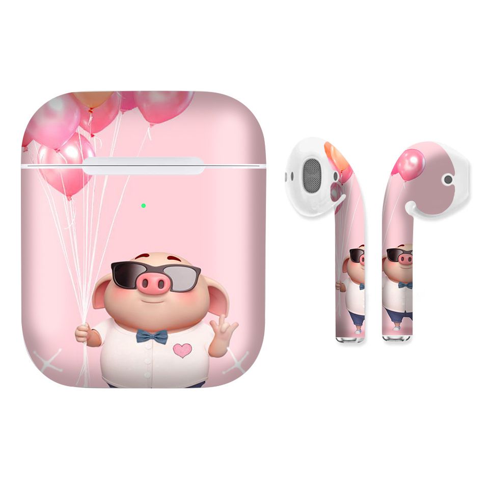 Miếng dán skin chống bẩn cho tai nghe AirPods in hình Heo con dễ thương - HEO2k19 - 069 (bản không dây 1 và 2