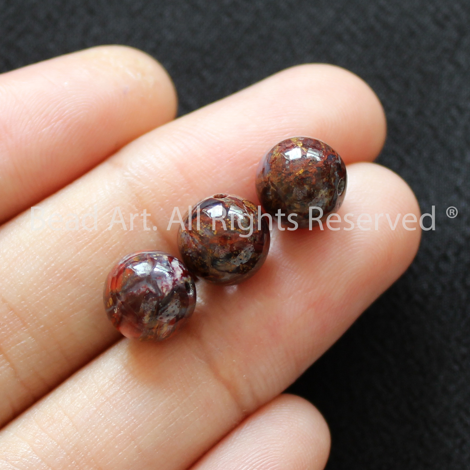 [1 Hạt] 8MM Đá Giông Bão, Pietersite Tự Nhiên Loại AA Nhiều Đỏ, Đá Phối Vòng Tay Phong Thuỷ, Làm Trang Sức, Chuỗi Hạt S50 - Bead Art