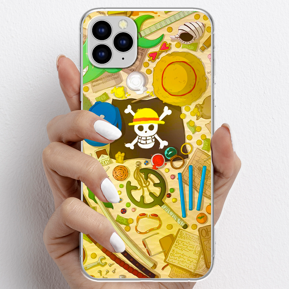 Ốp lưng cho iPhone 11 Pro, iPhone 11 Promax nhựa TPU mẫu One Piece cờ đen