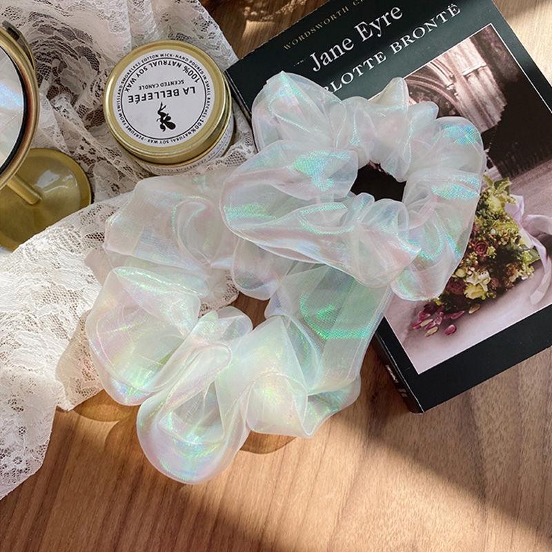 PK737 Scrunchies buộc tóc trơn màu, họa tiết đuôi nàng tiên cá nữ tính thanh lịch