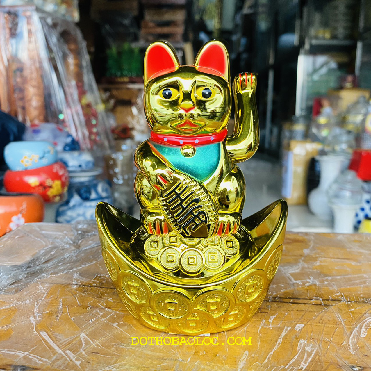 Mèo thần tài mang tại may mắn tài lộc cho gia chủ cao 13.5cm