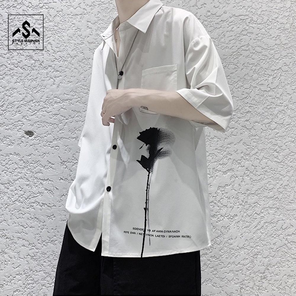 Áo Sơ Mi Nam Hoa Hồng Phai Ngắn Tay Phong Cách Hàn Quốc Stylemarven - AO SOMI 9000041C