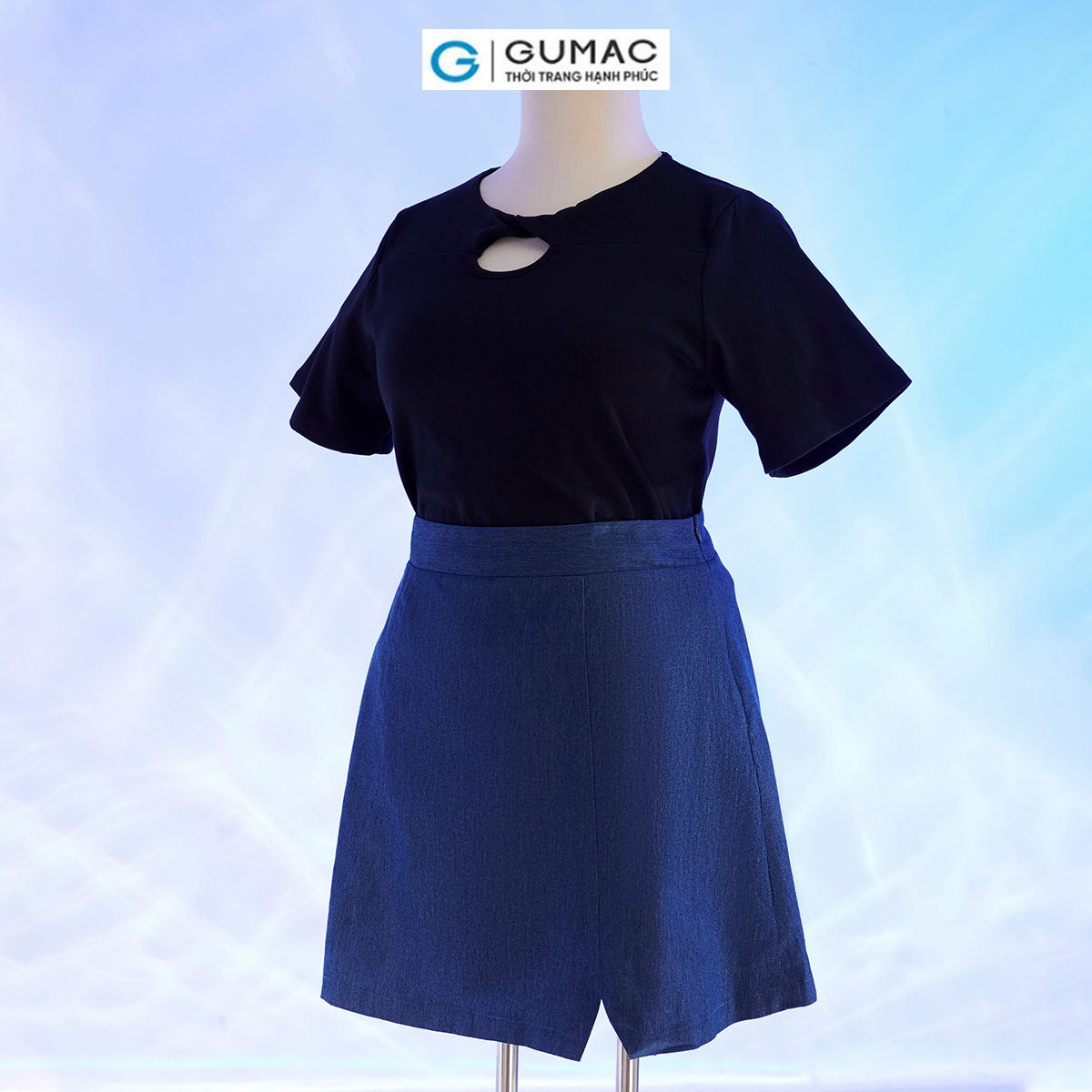 [Có size đến 85kg] Chân váy A bigsize xẻ trước thời trang GUMAC VD10036