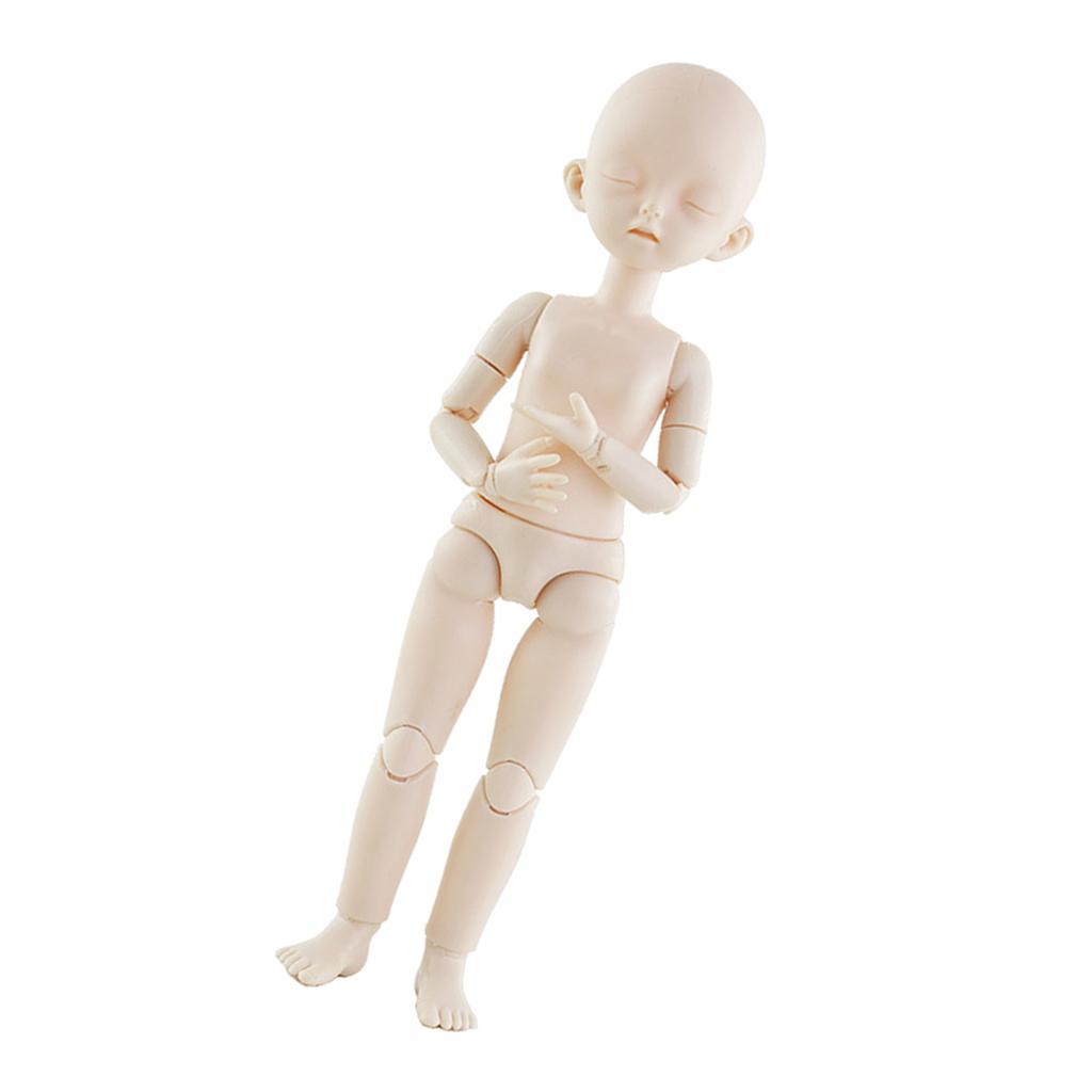 White Skin 1/6 Jointed Ball Dolls BJD Doll Body with Sleep Eyes with Head Part