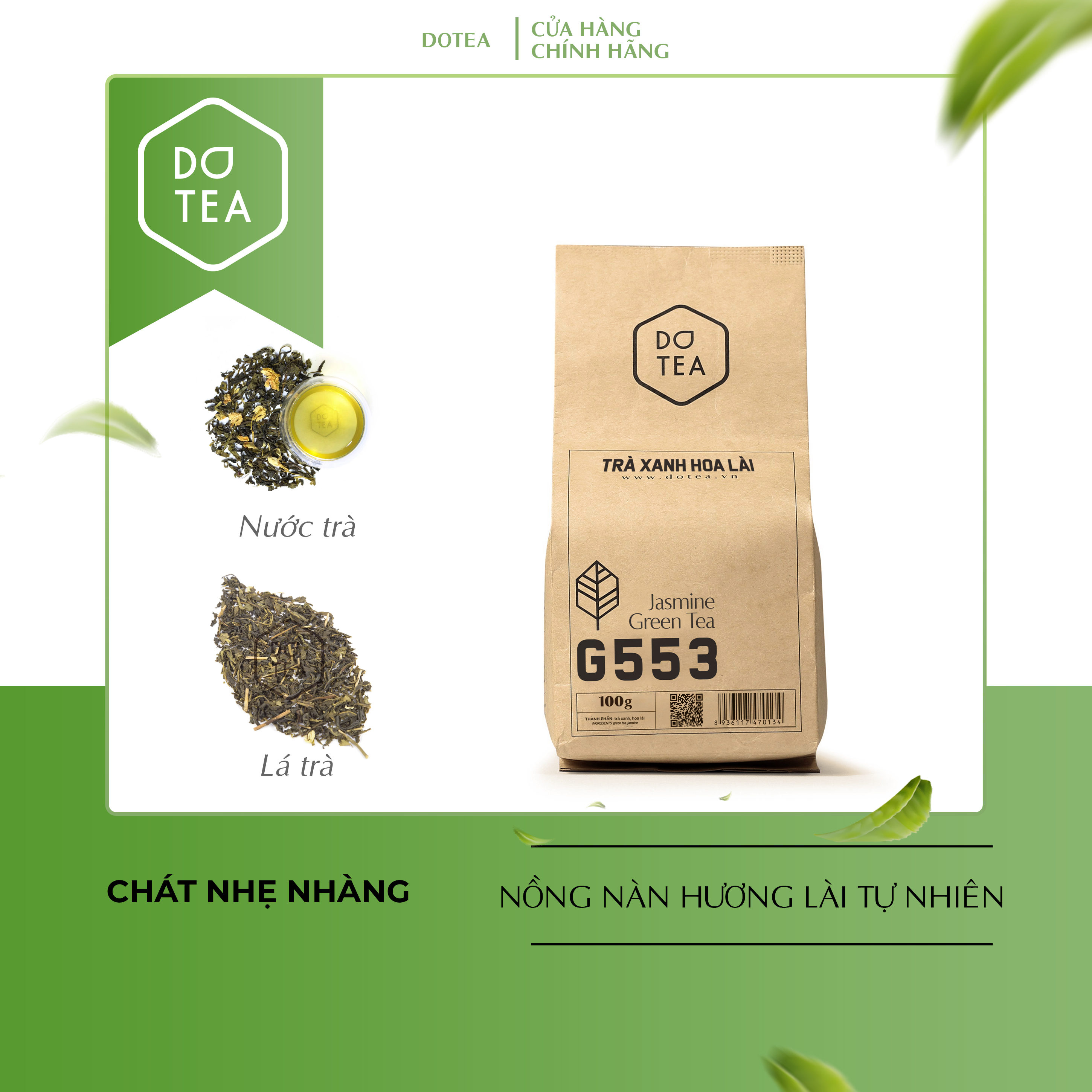 Trà Xanh Hoa Lài Gói 500g - 100g