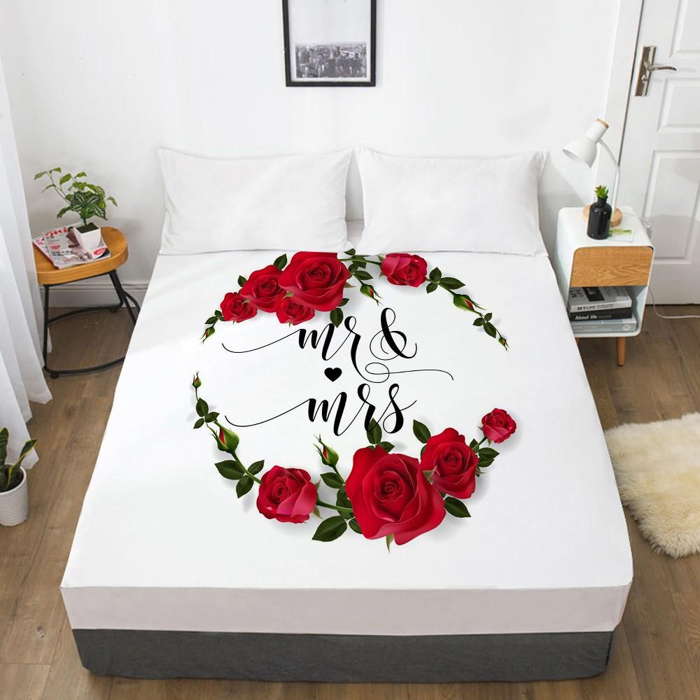 3D Trang Bị Tấm Tùy Chỉnh Đơn Đôi Nữ Hoàng Kích Thước Giường Thun Nệm 180X200 Bộ Chăn Ga Gối Hoa Hồng Microfiber thả Con Tàu