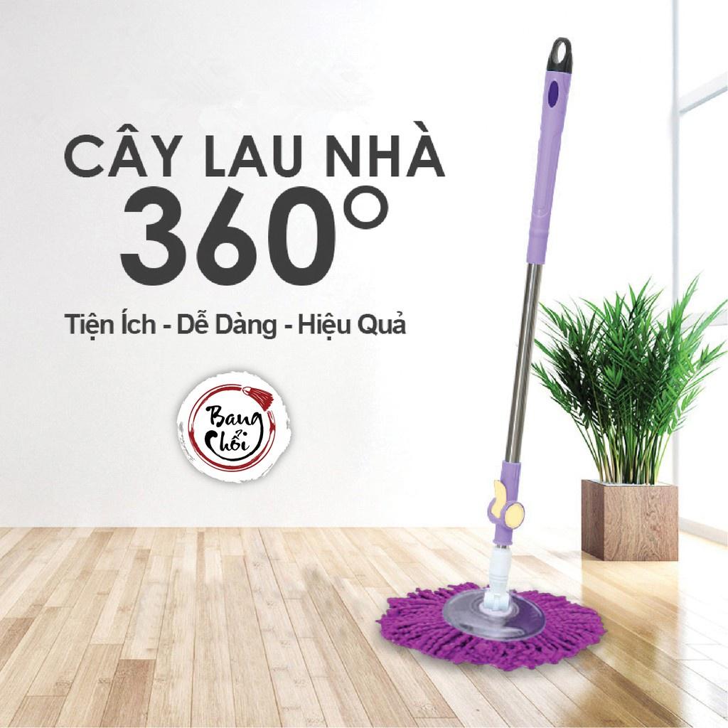 Cây lau nhà rời tròn xoay 360 độ mâm inox BANG CHỔI bông lau siêu thấm hút loại 1 LS-CLN-MIN