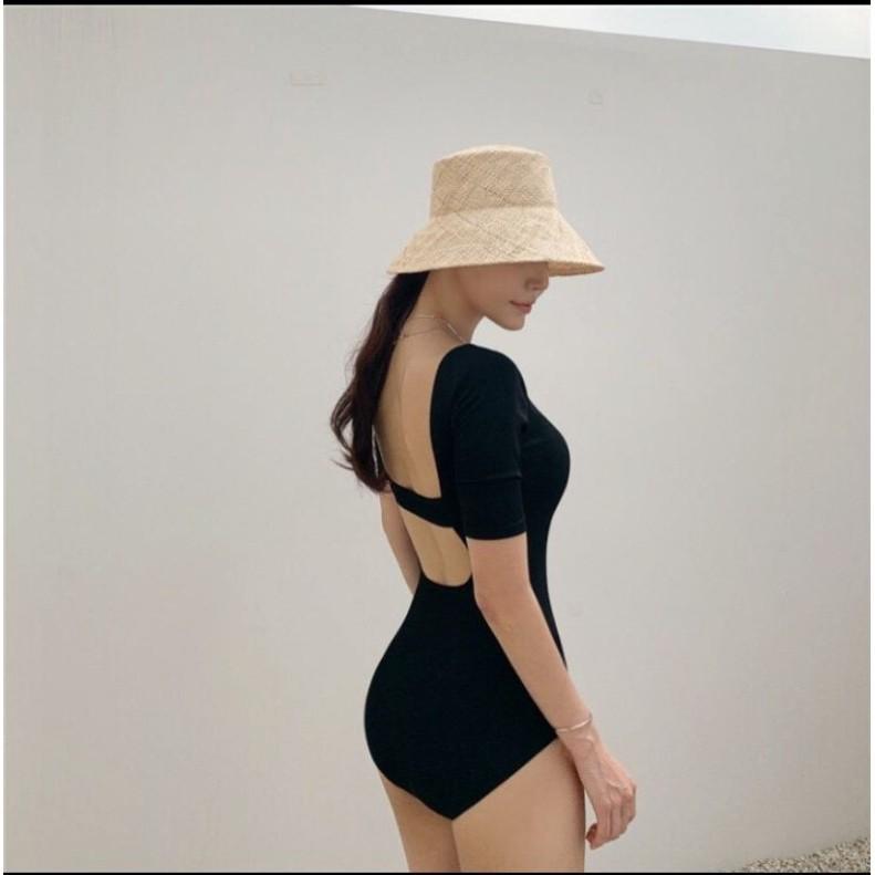 freeship Sét bikini liền thân tay ngắn khoét lưng DÂY NGANG VATIXA BKN22
