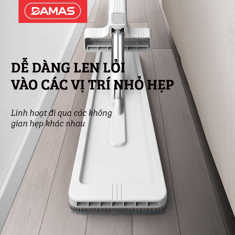 Cây lau nhà tự vắt thông minh , chổi lau nhà xoay 360 độ , có thể tự giặt , vắt khô và tự gấp gọn không cần dùng bàn tay tác động - thiết kế không phải dùng kẹp tường mà vẫn có thể dựng đứng độc lập giúp tiết kiệm không gian - DAMAS Plus M245 