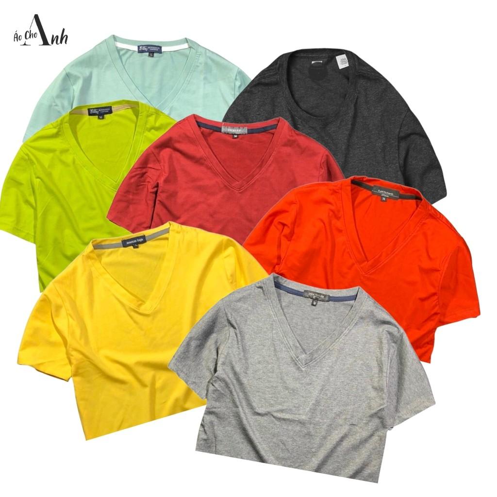 Áo thun nam trơn cổ tim tay ngắn nhiều màu chất cotton siêu mát phong cách Hàn Quốc - A105