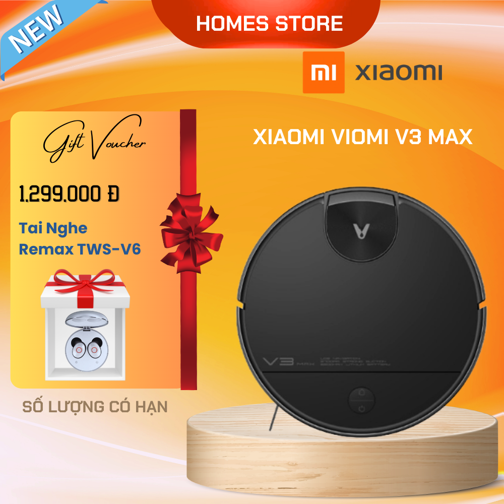 Robot Hút Bụi Lau Nhà Xiaomi Viomi V3 Max Kết Nối App Thông Minh Diện Tích 150 m2 Công Suất Cao 35 W - Hàng Chính Hãng