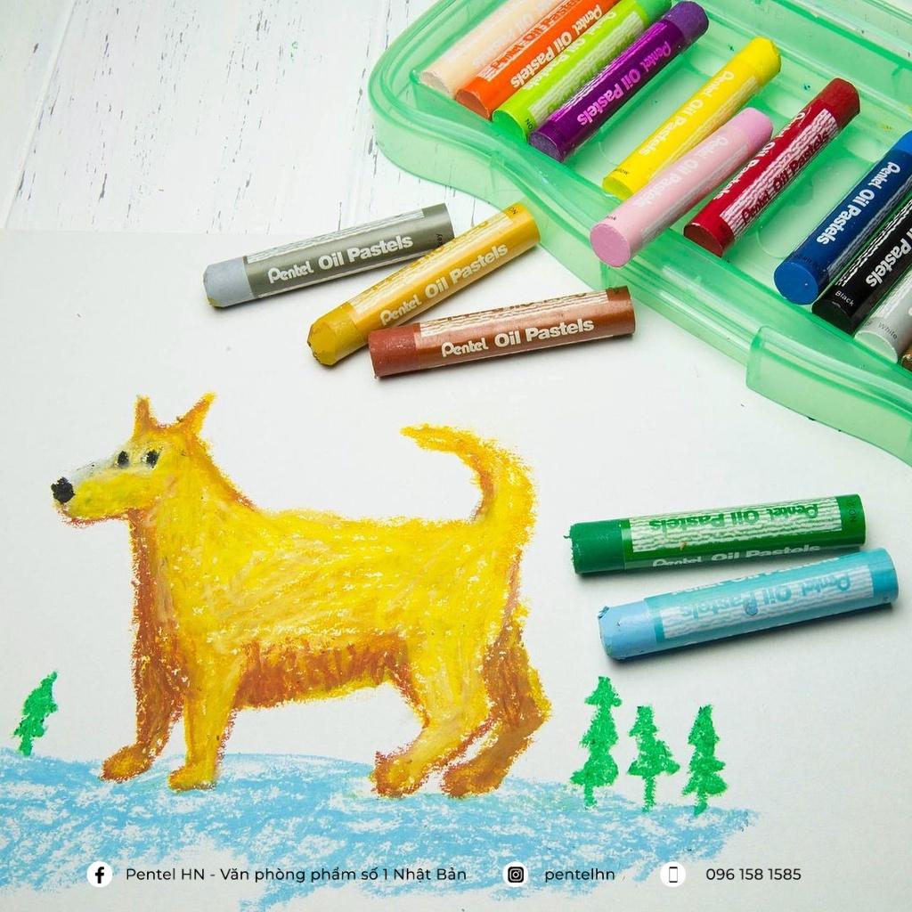 Sáp Màu Dầu Nhật Bản Pentel Oil Pastel PHN Bộ 12/16/25/36/50 Màu | Màu Sắc Tươi Sáng | An Toàn Không Độc Hại | Phấn Dầu